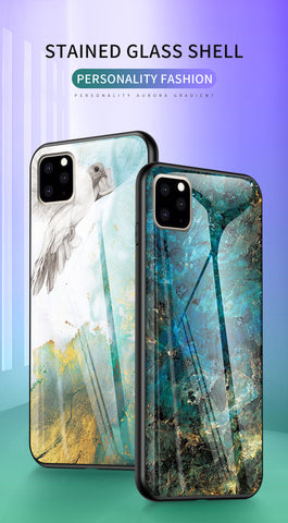 Image of Marble Tempered Glass Case For iPhone 11 Pro Max 11 XS Max XR X 8 7 6S