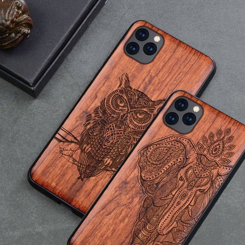 Image of 2019 New For iPhone 11 Case Slim Wood Back Cover TPU Bumper Case For iPhone 11 Pro iPhone 11 Pro Max Phone Cases